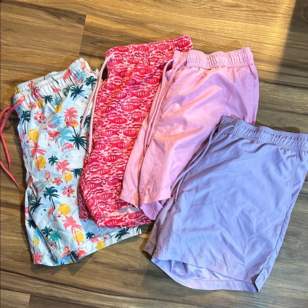 George Men's Swim Trunks - Tropical, Red, Pink, Purple